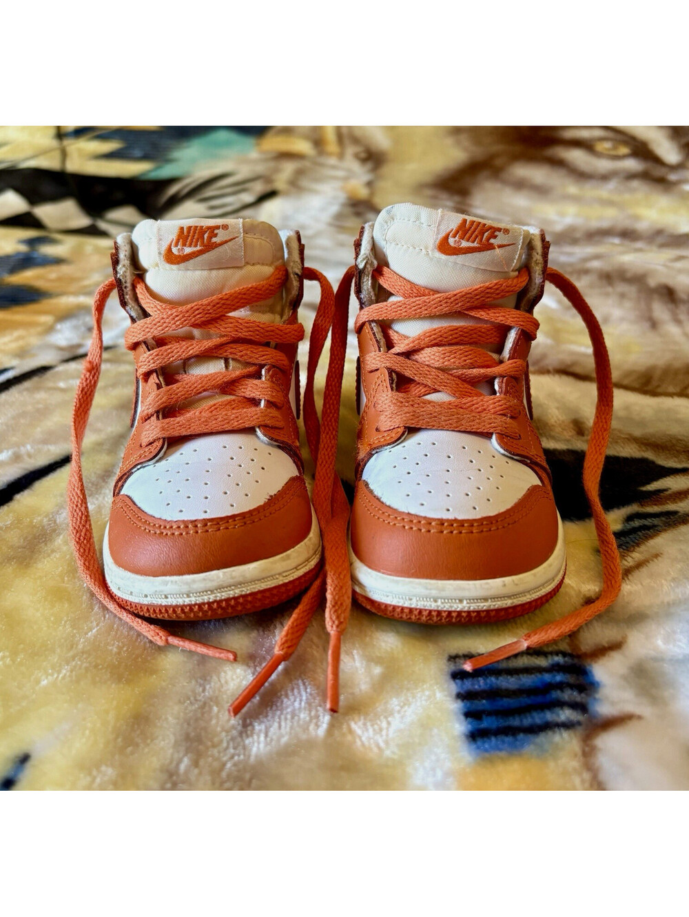 Jordan Air Jordan 1 High Top Leather Sneakers Orange/White US 7
